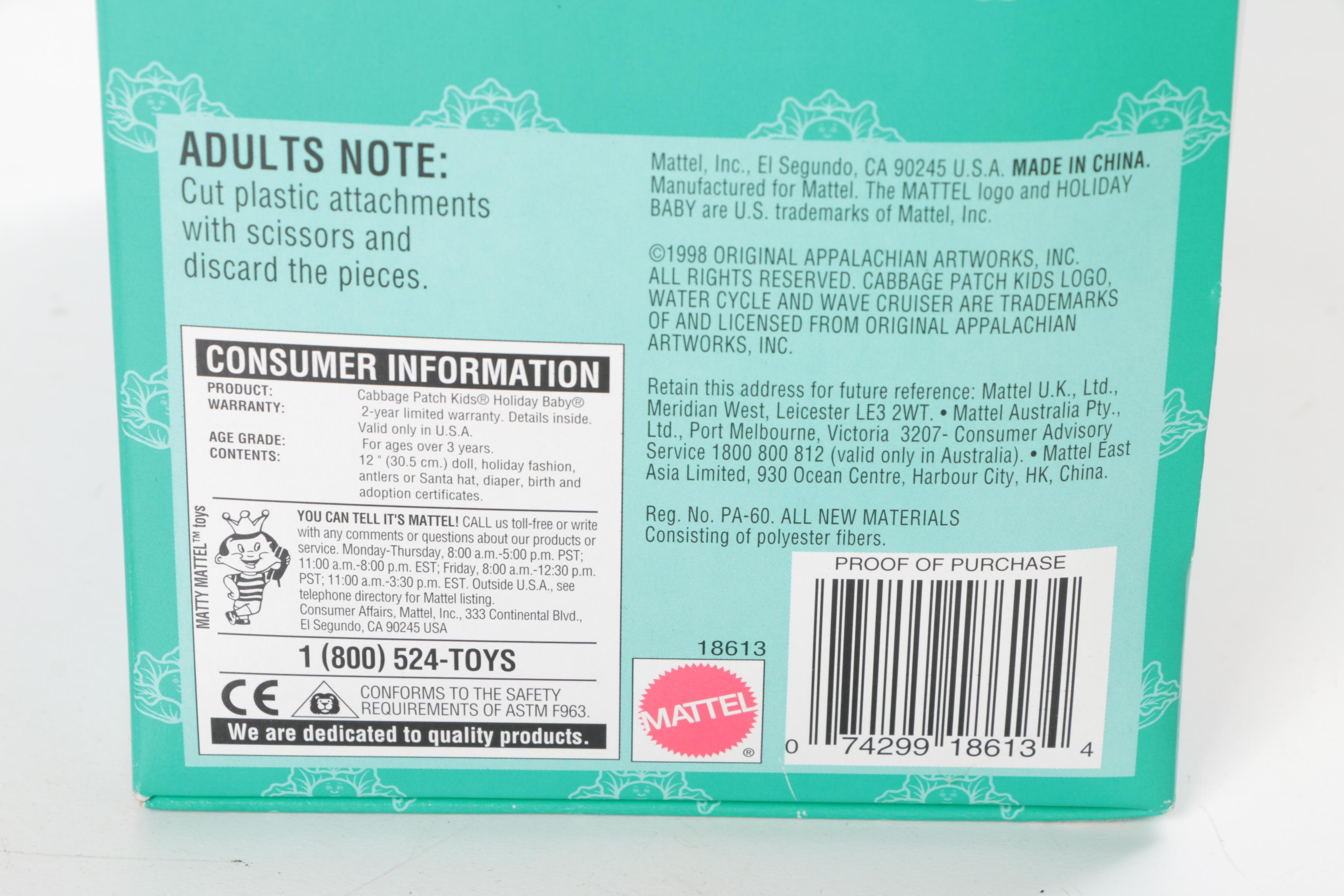 Assortment of Cabbage Patch Kids Including Holiday Baby