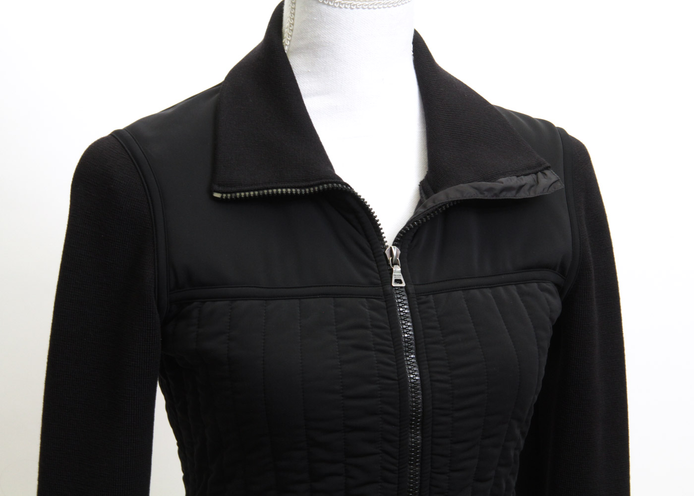 Prada Black Nylon Blend Zip-Up Jacket