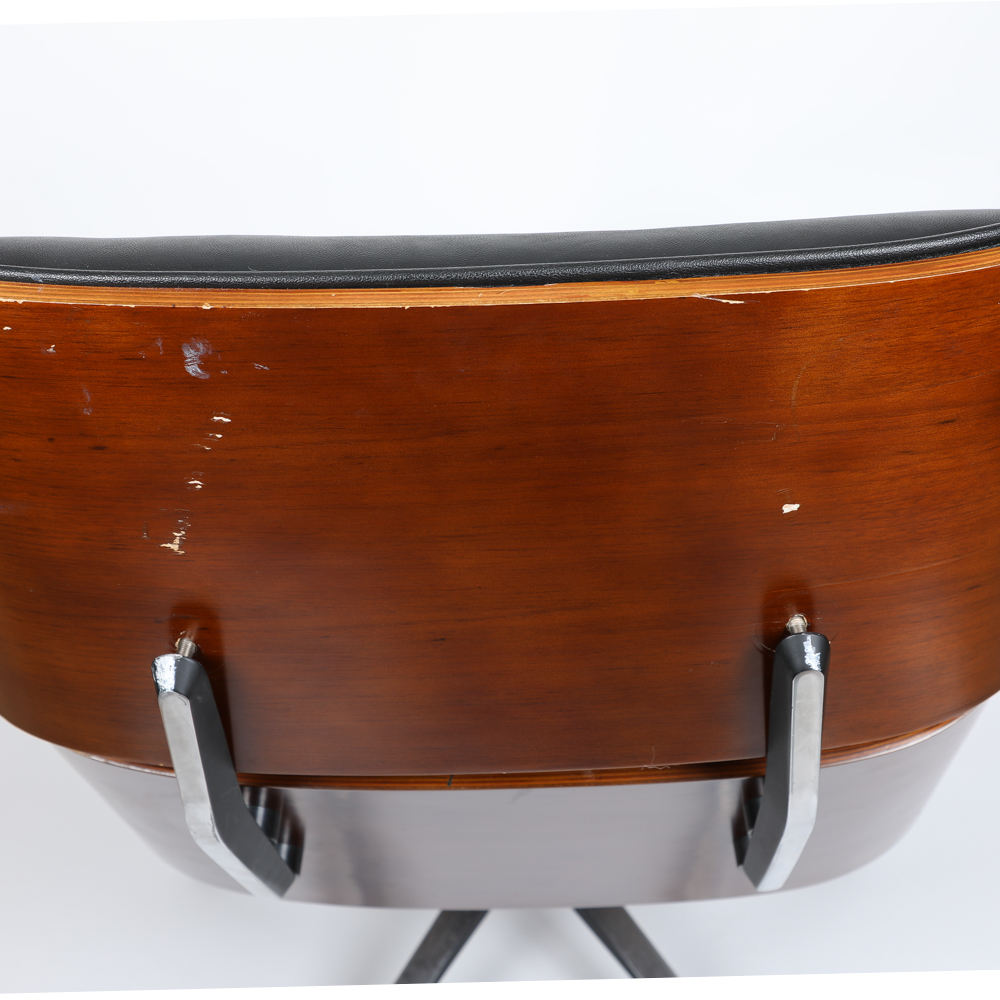 Modern Bentwood And Leather Eames Style Lounger