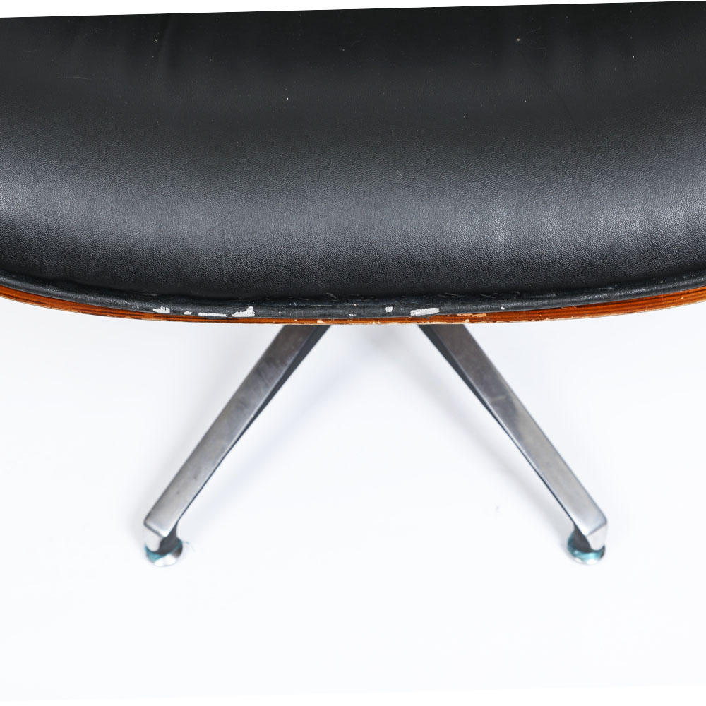 Modern Bentwood And Leather Eames Style Lounger