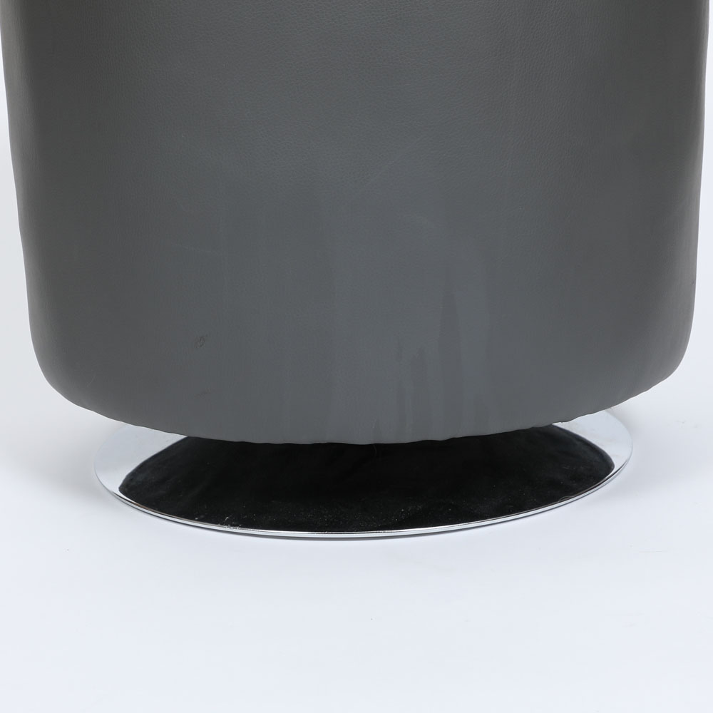 Contemporary Modern Leather Ottoman On Stainless Steel Base