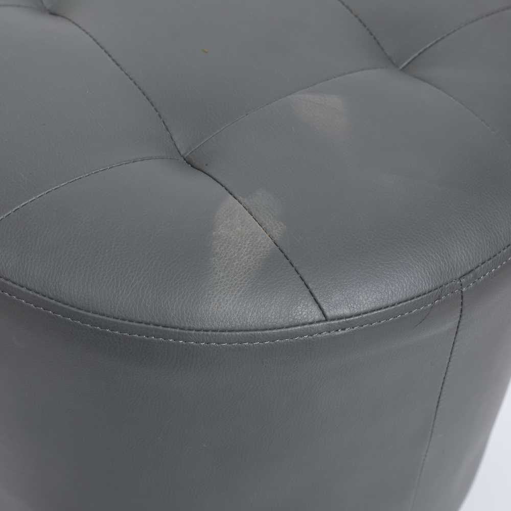 Contemporary Modern Leather Ottoman On Stainless Steel Base