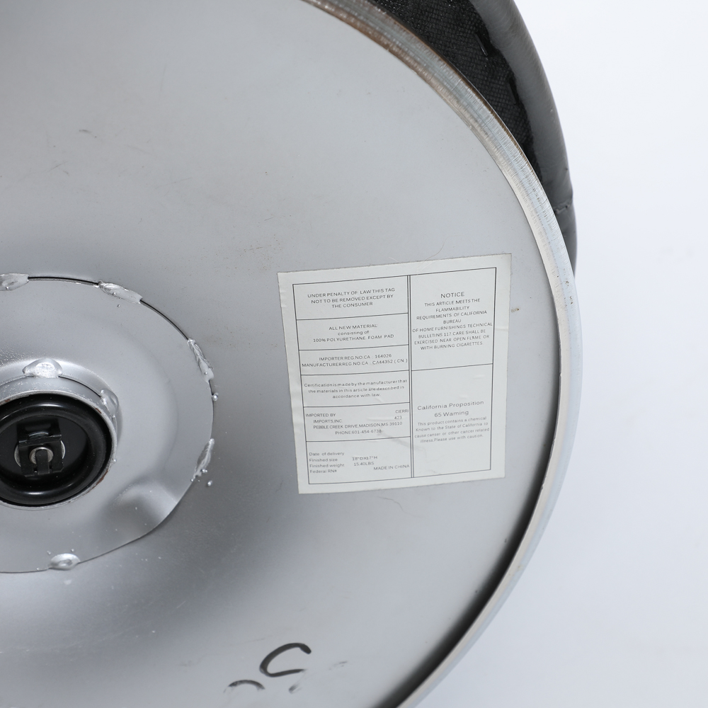 Contemporary Modern Leather Ottoman On Stainless Steel Base