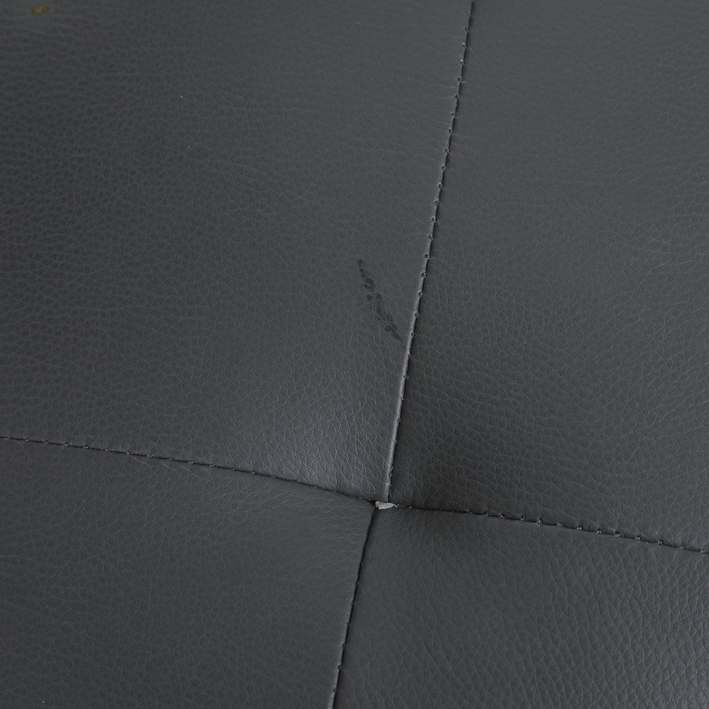 Contemporary Modern Leather Ottoman On Stainless Steel Base