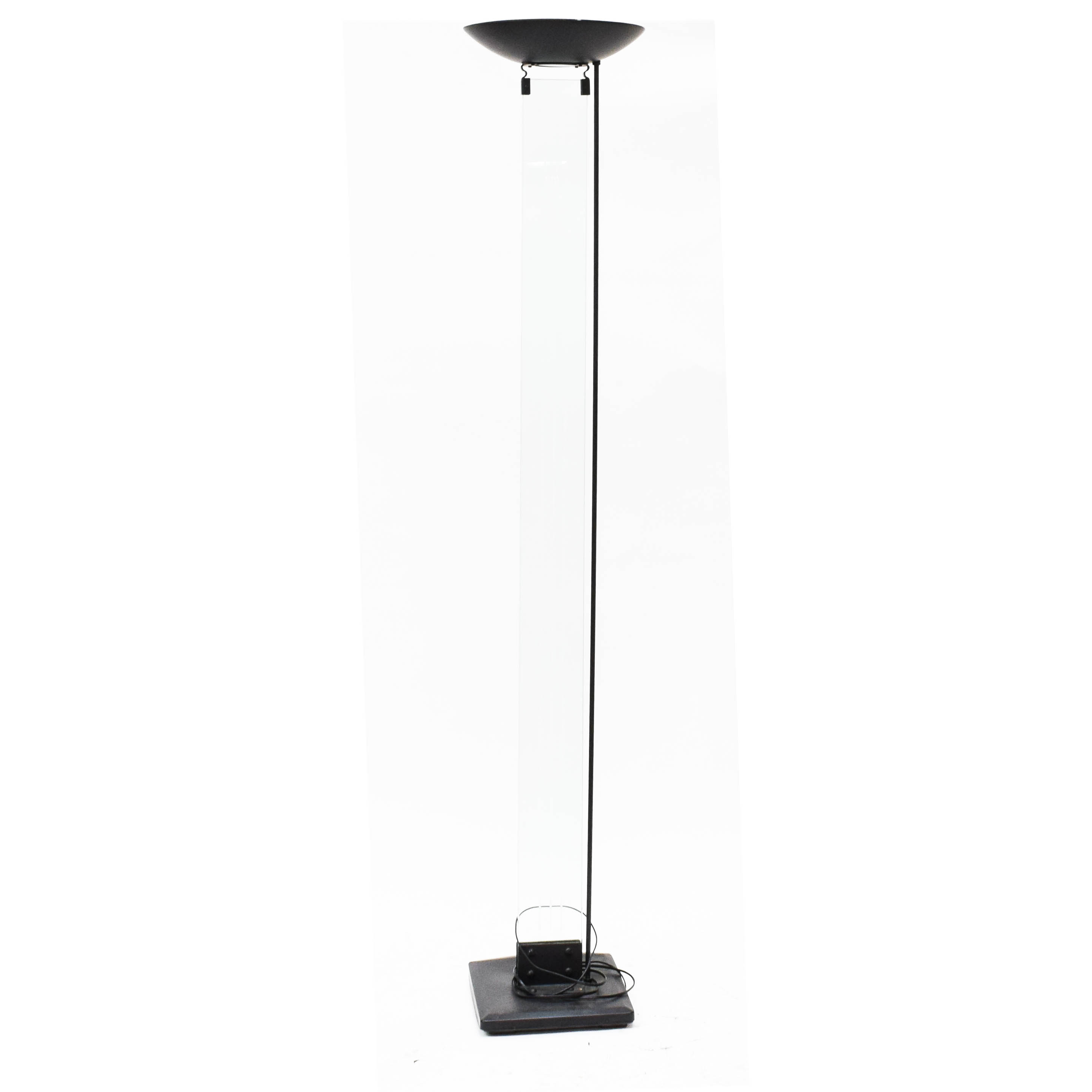 Modern Black Metal and Glass Torchiere Lamp