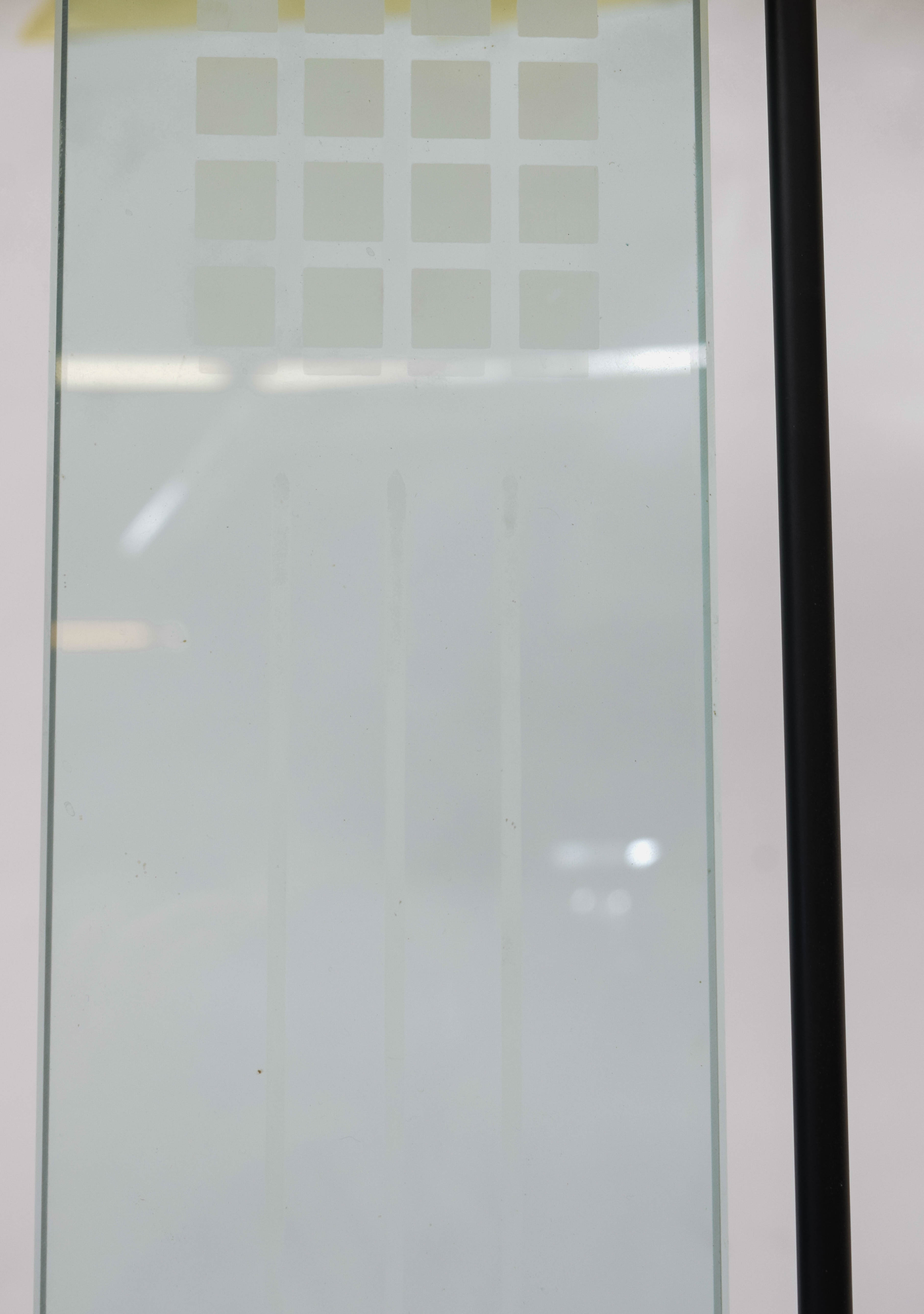 Modern Black Metal and Glass Torchiere Lamp