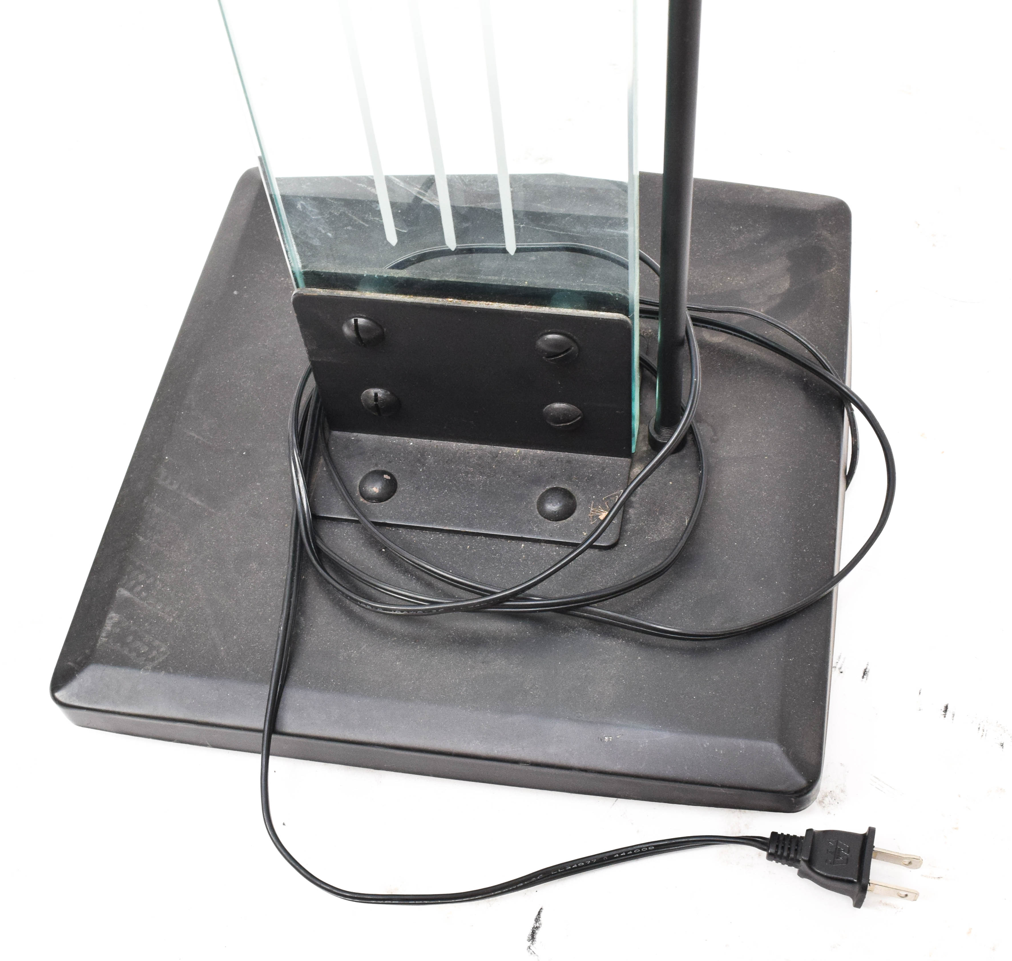 Modern Black Metal and Glass Torchiere Lamp