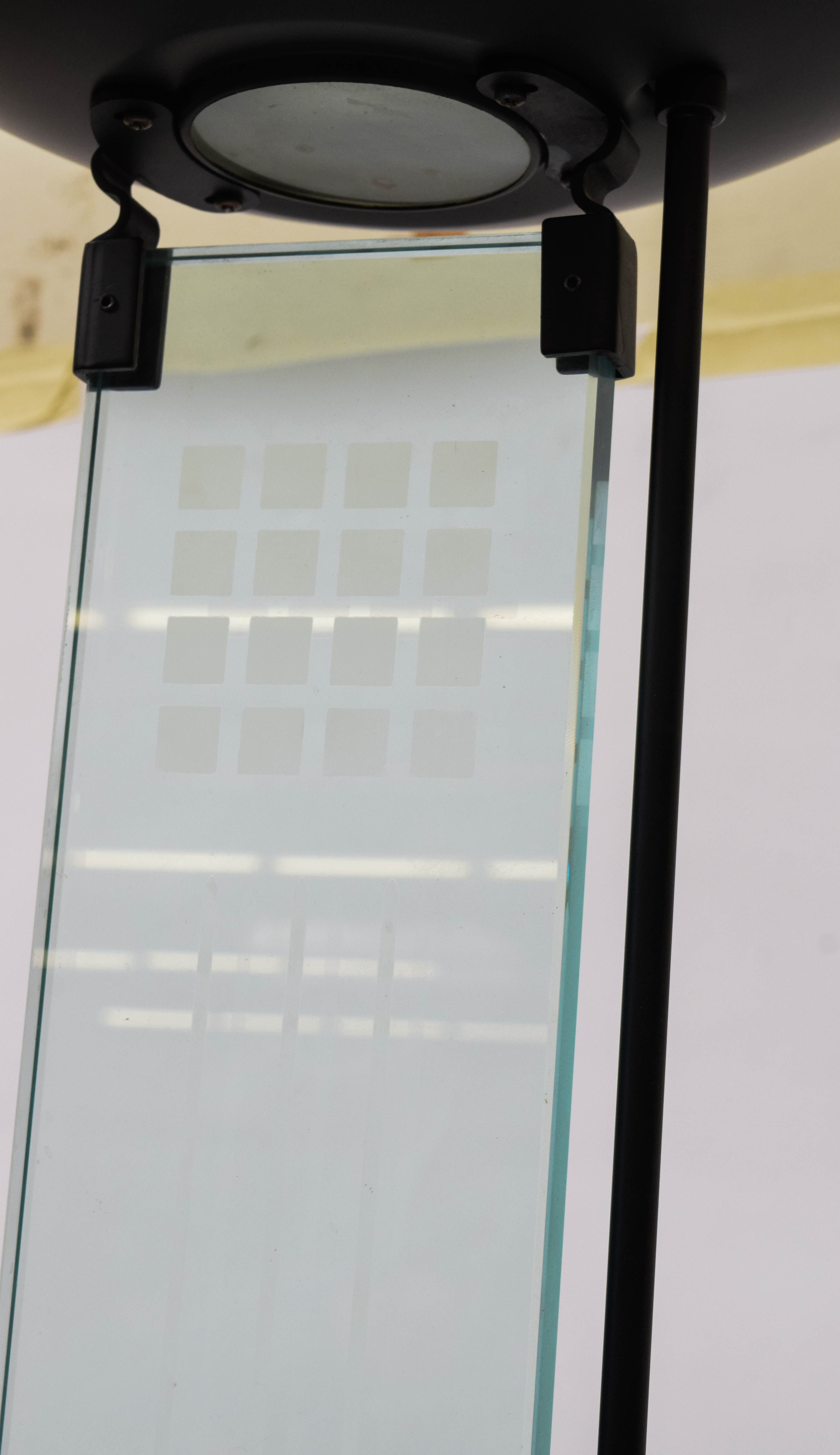 Modern Black Metal and Glass Torchiere Lamp