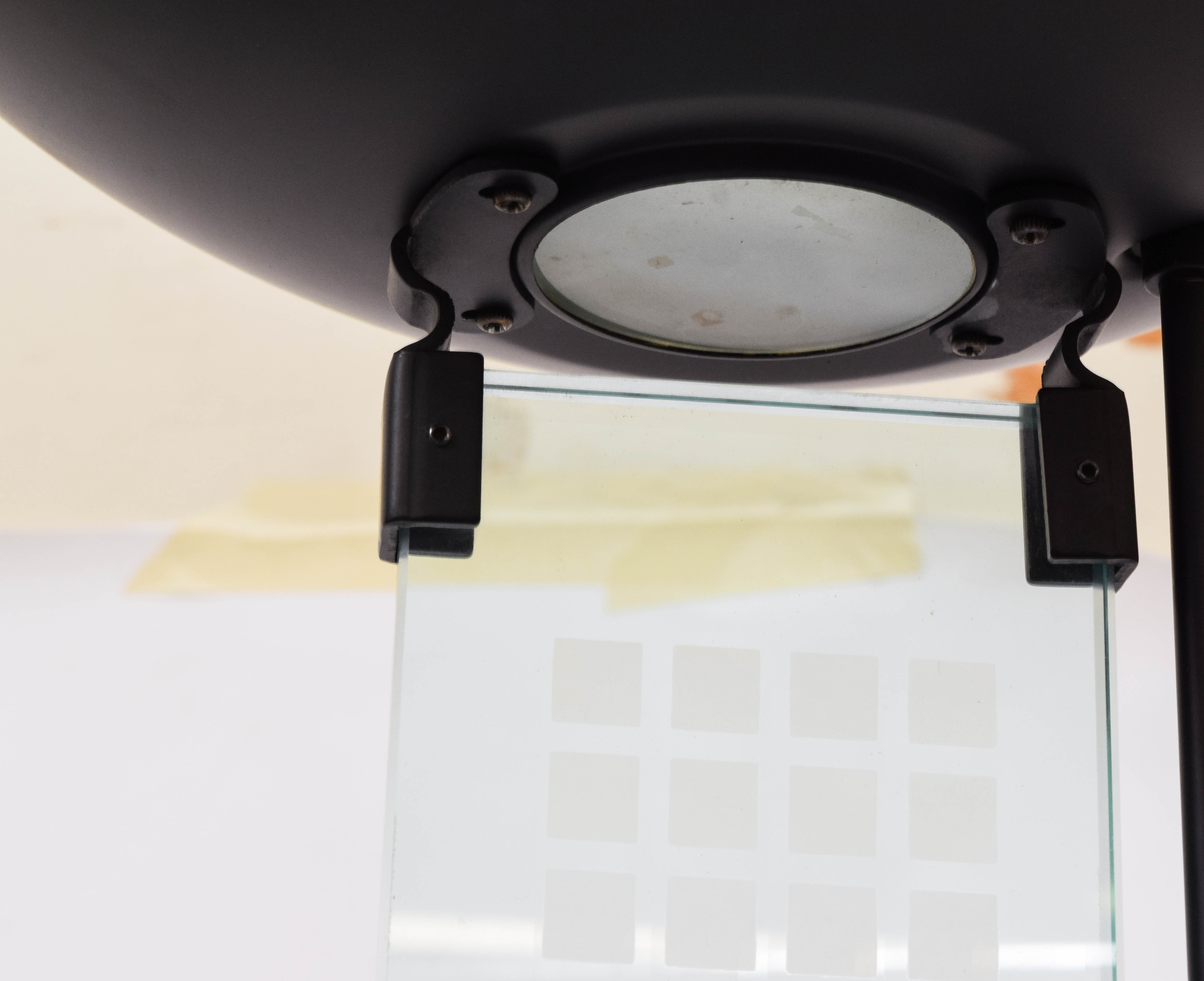 Modern Black Metal and Glass Torchiere Lamp