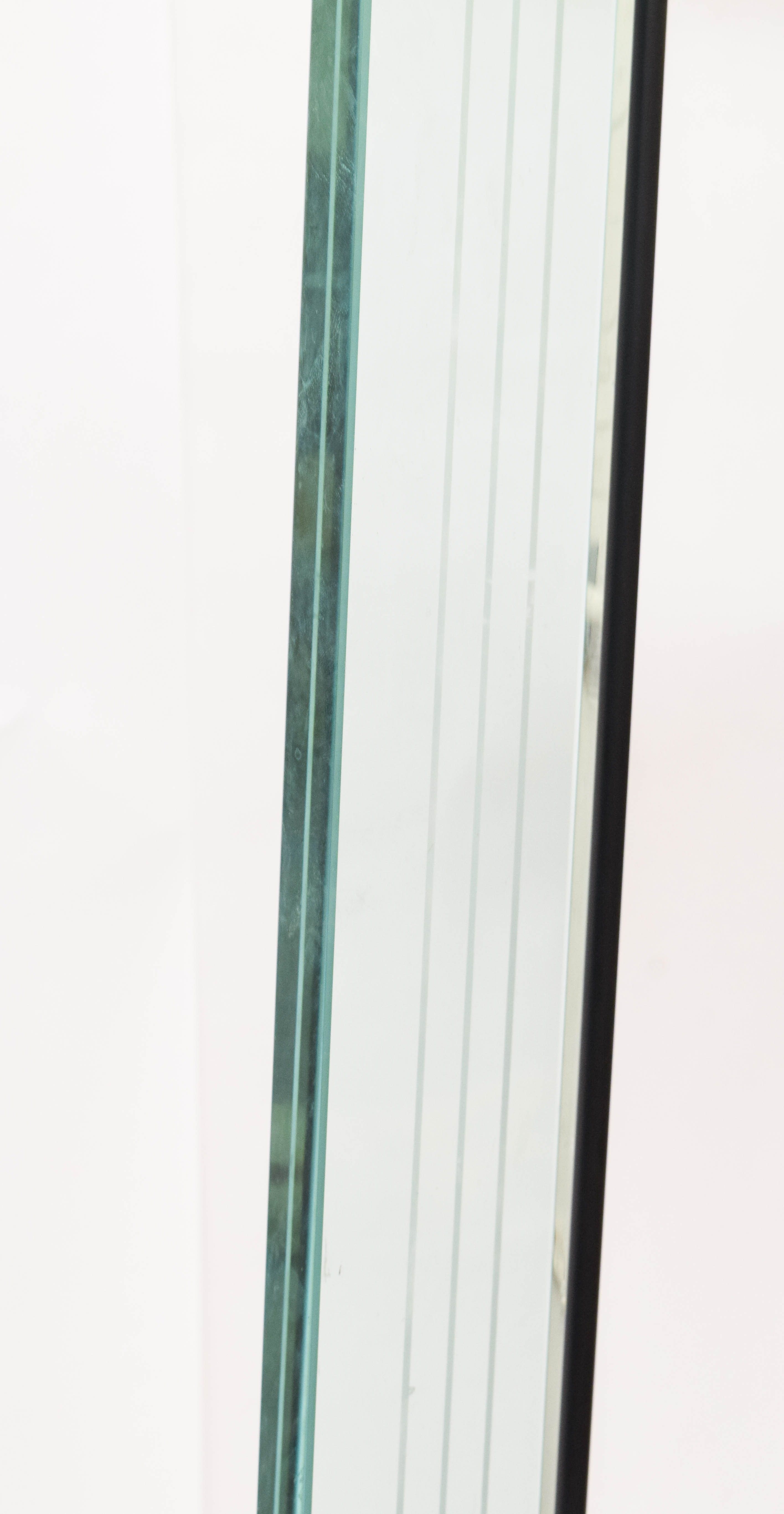 Modern Black Metal and Glass Torchiere Lamp