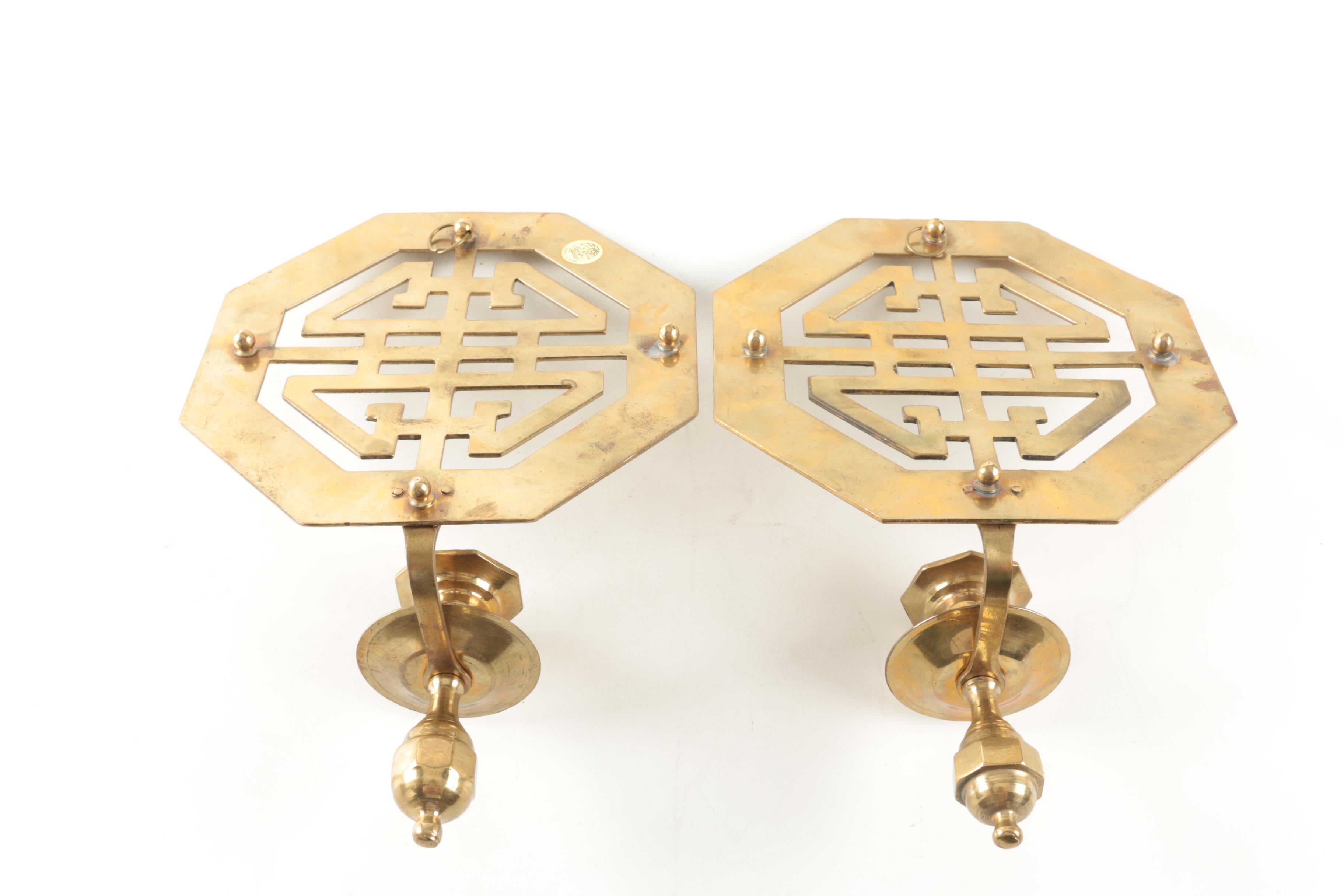 Asian Style Solid Brass Wall Candle Sconces
