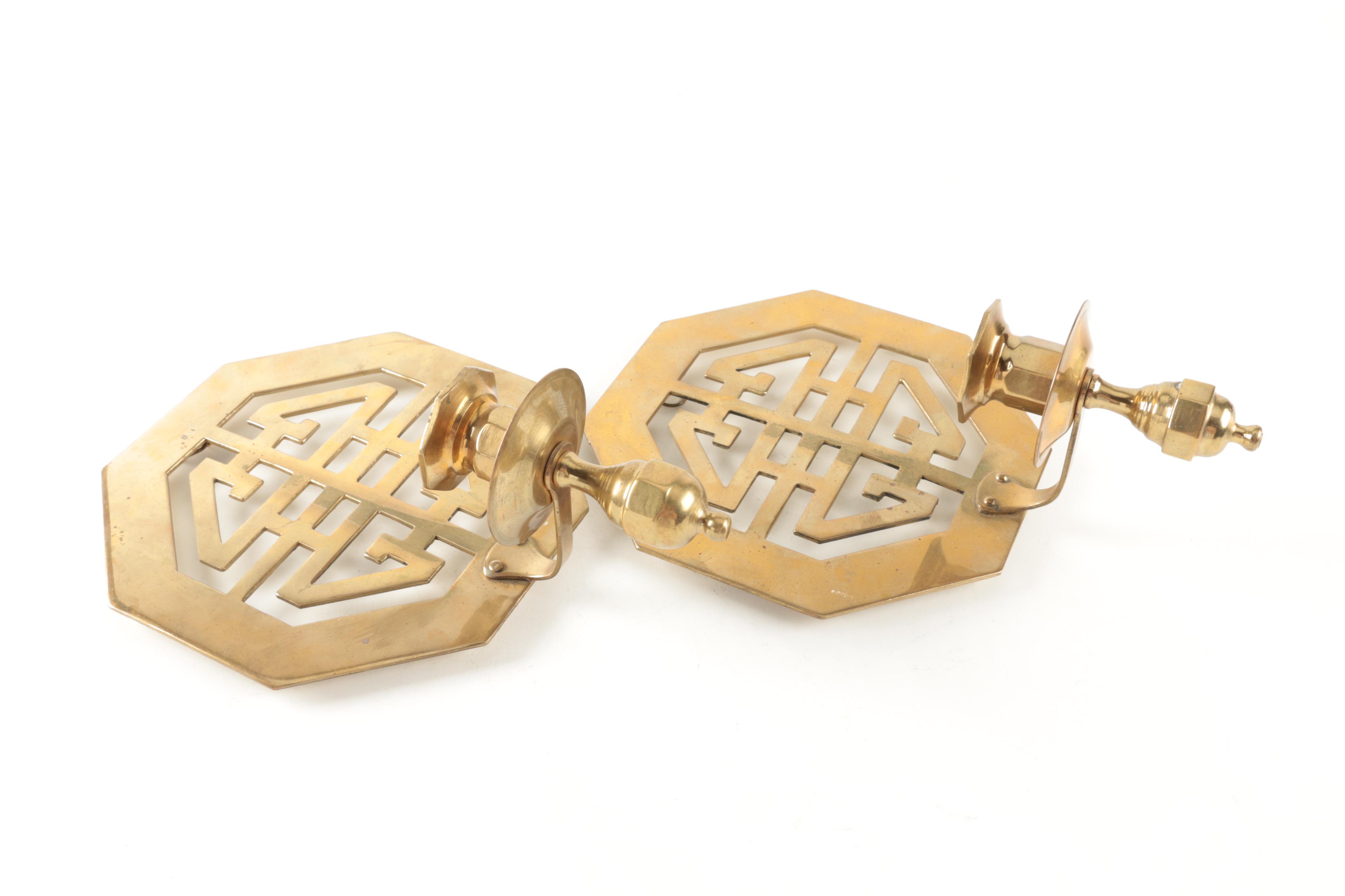 Asian Style Solid Brass Wall Candle Sconces