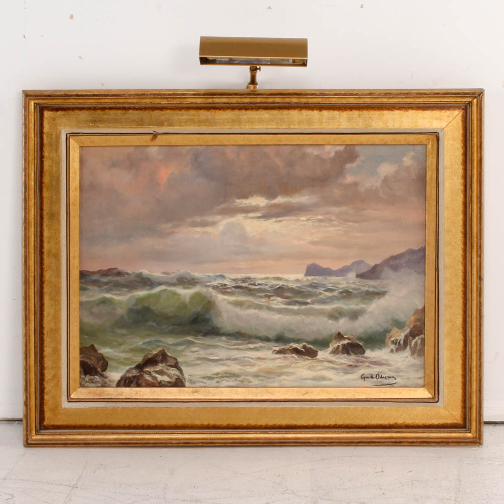 Guido Odierna Oil Painting on Canvas of Ocean Landscape