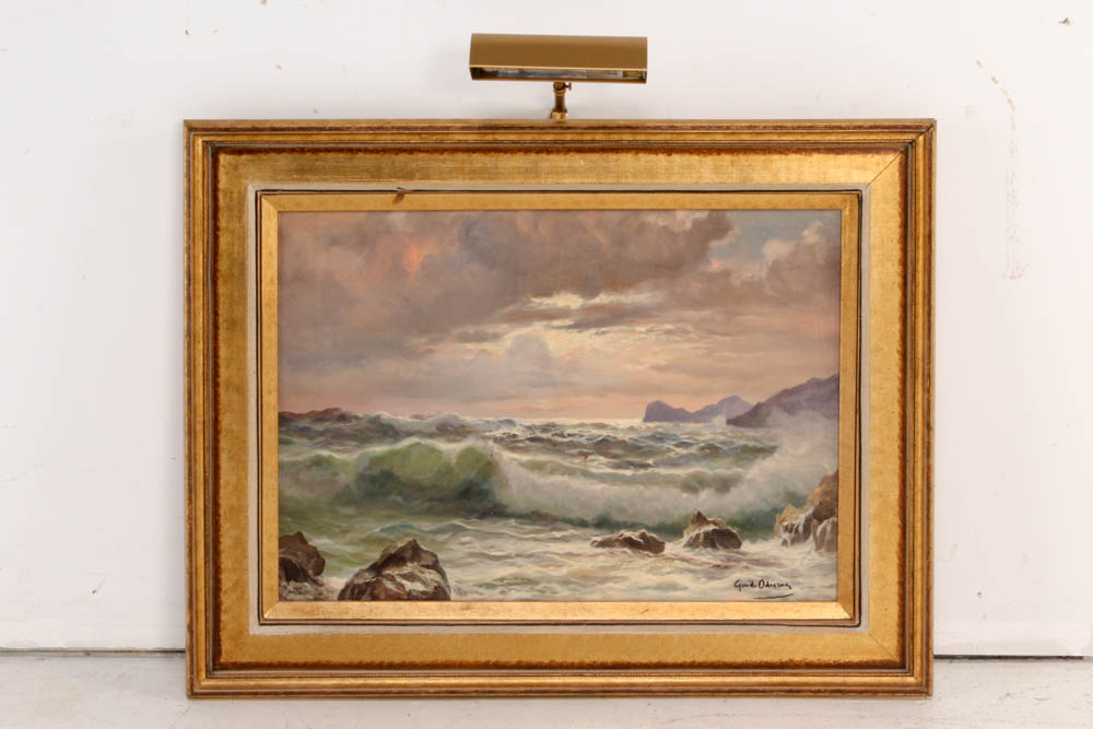 Guido Odierna Oil Painting on Canvas of Ocean Landscape