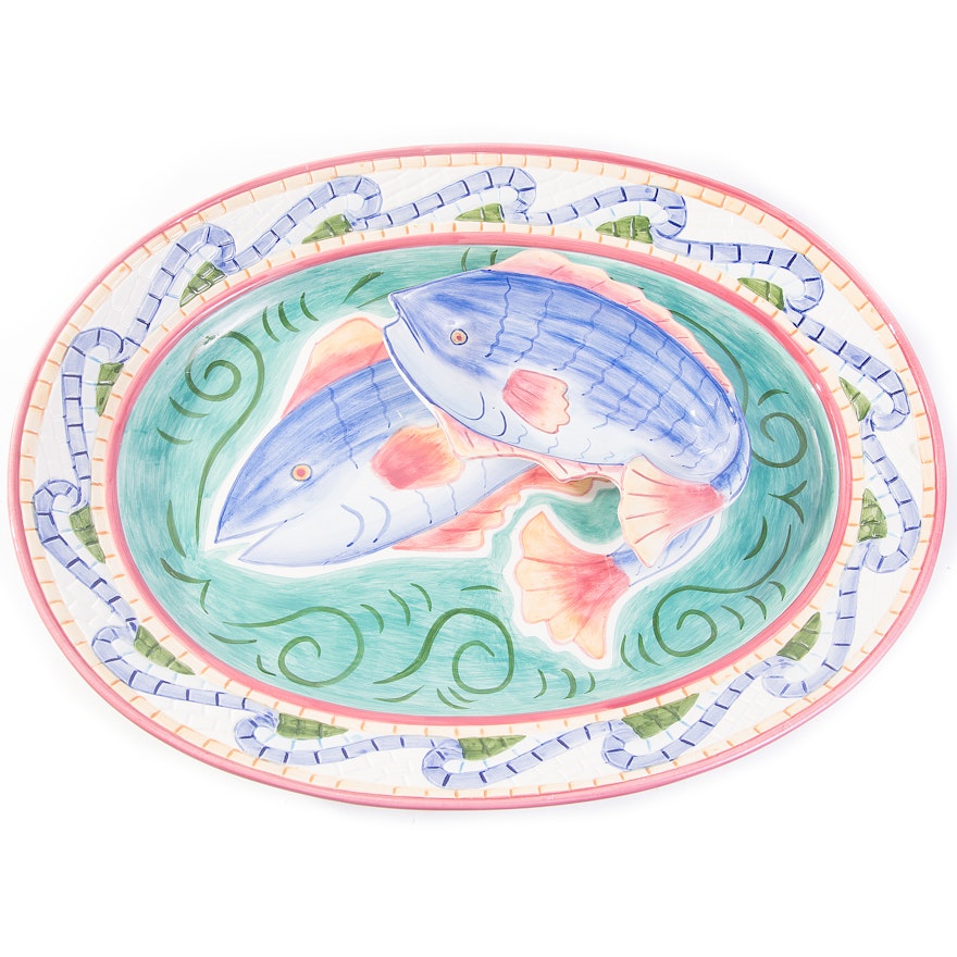 Clay Art Hand Painted Fish Themed Ceramic Trays