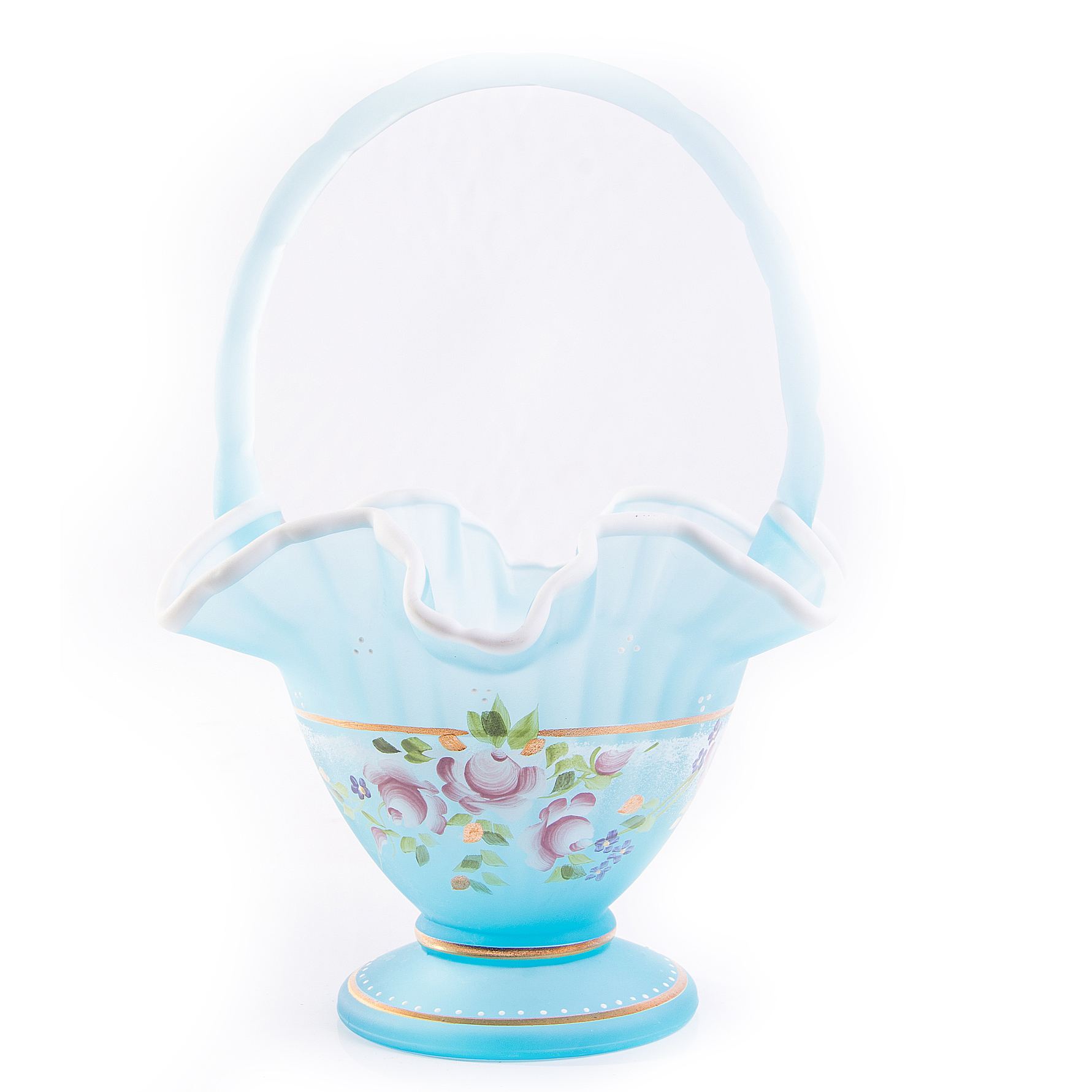 Fenton Charleton Collection Blue Frosted Glass Basket