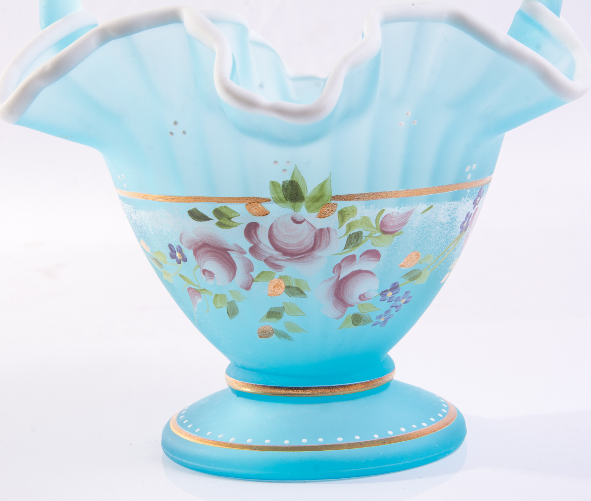 Fenton Charleton Collection Blue Frosted Glass Basket
