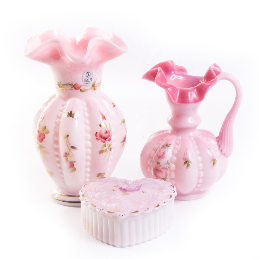 Fenton Pink Glass Decor