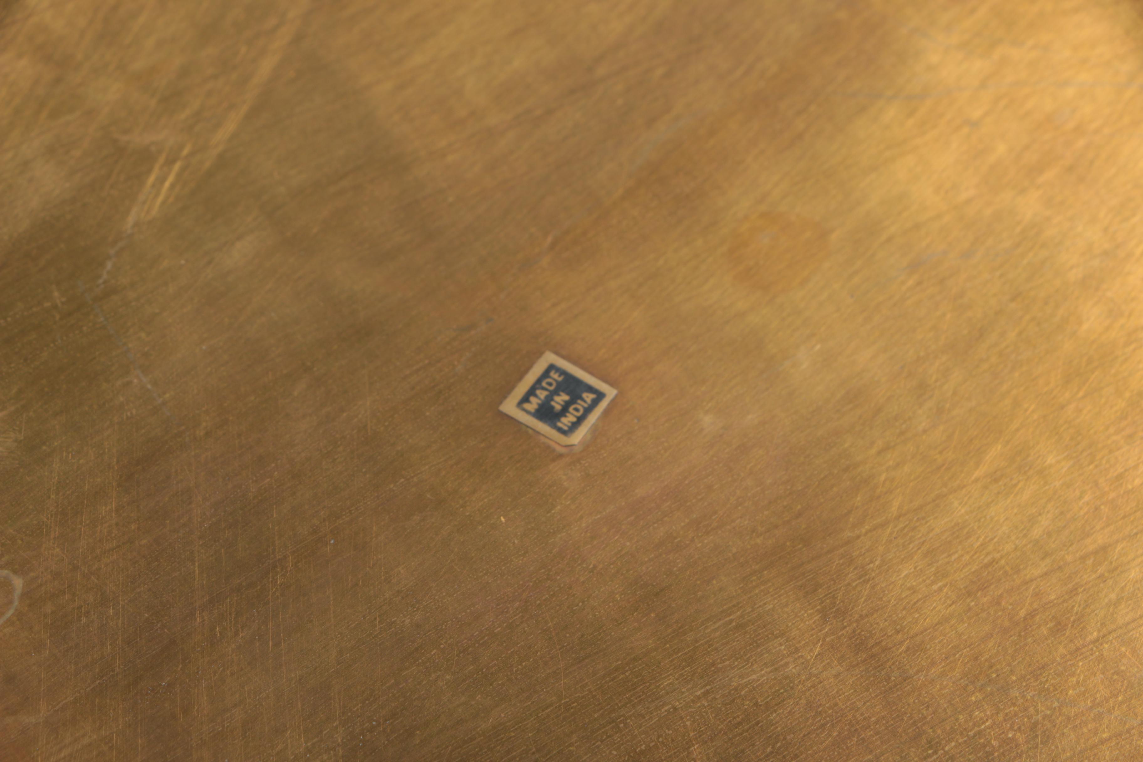 Mid Century Brass Serving Trays with Bamboo Inspired Rails