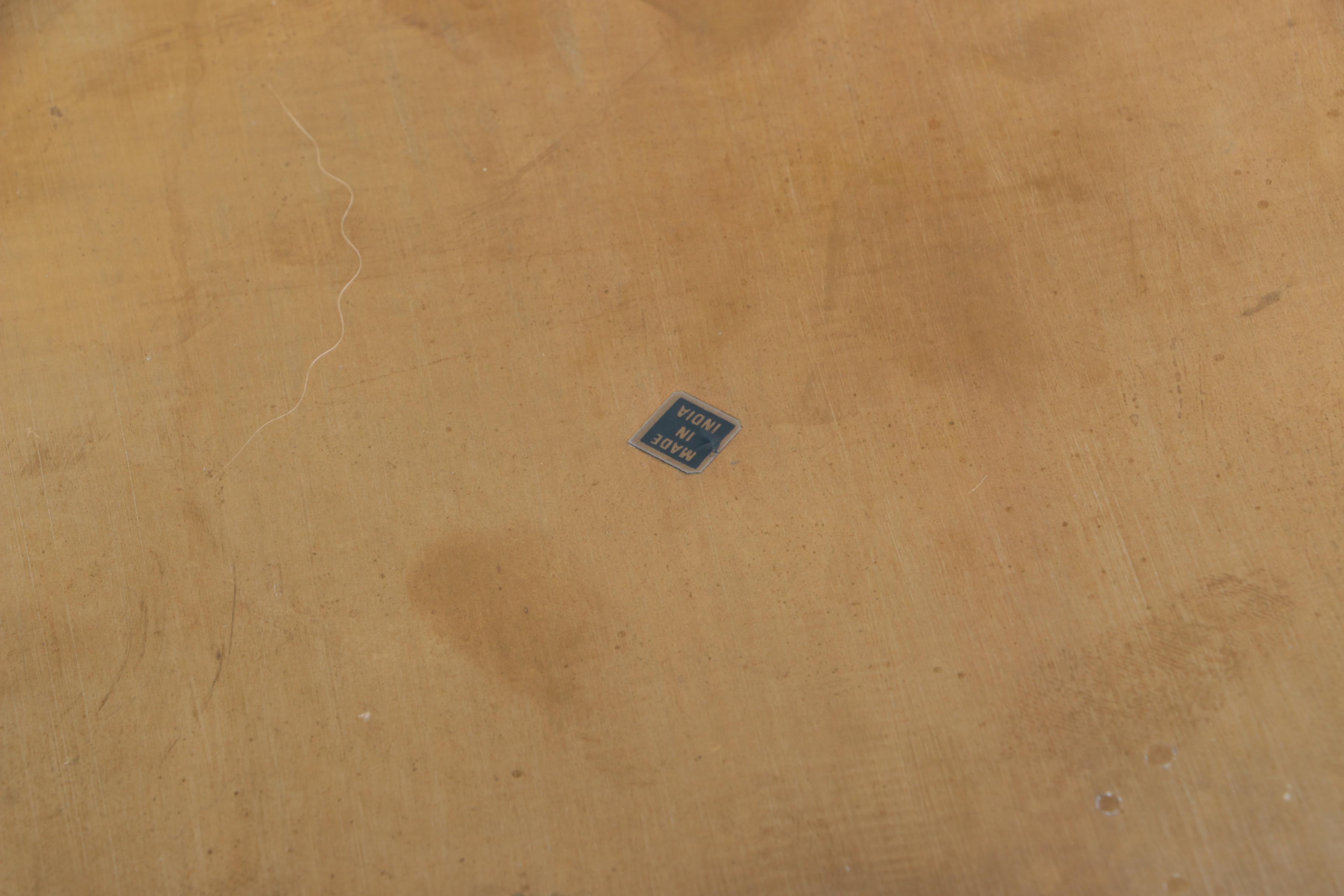 Mid Century Brass Serving Trays with Bamboo Inspired Rails