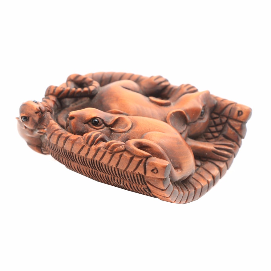 Japanese Carved Wooden Netsuke