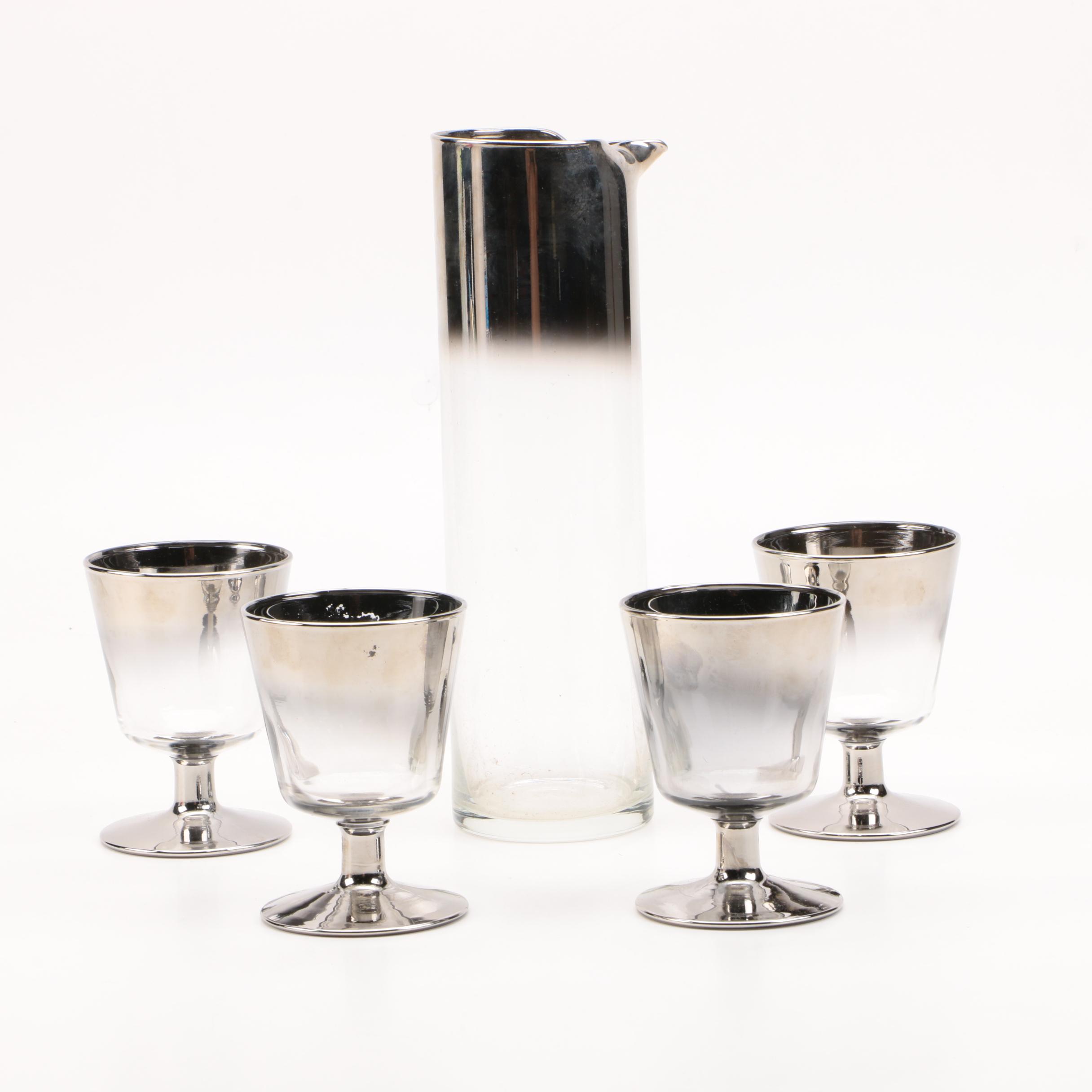 Mid 20th Century Queen's Lusterware Glass Cocktail Serving Set