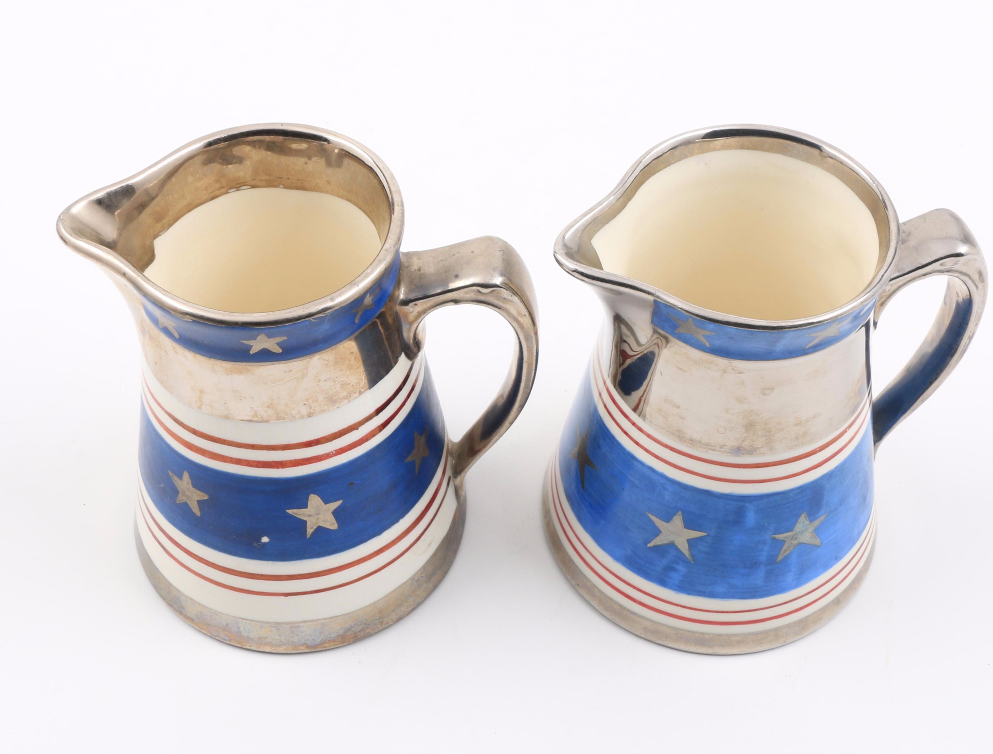 Vintage Cumbow China Luster Painted "Betsy Ross" Creamer Pitchers