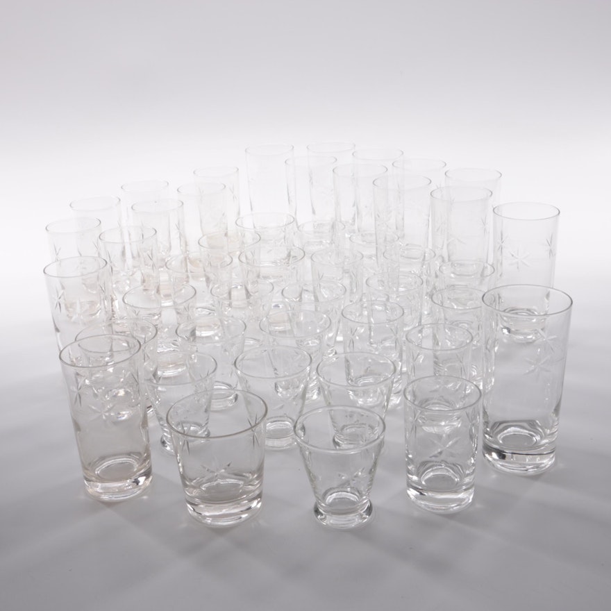 Mid Century Modern Style Star Patterned Glassware