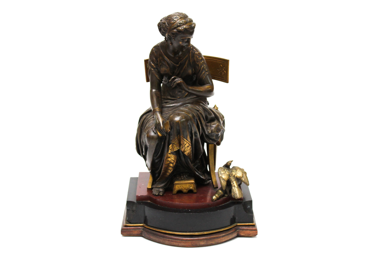 Antique Cast Metal Clock Garniture