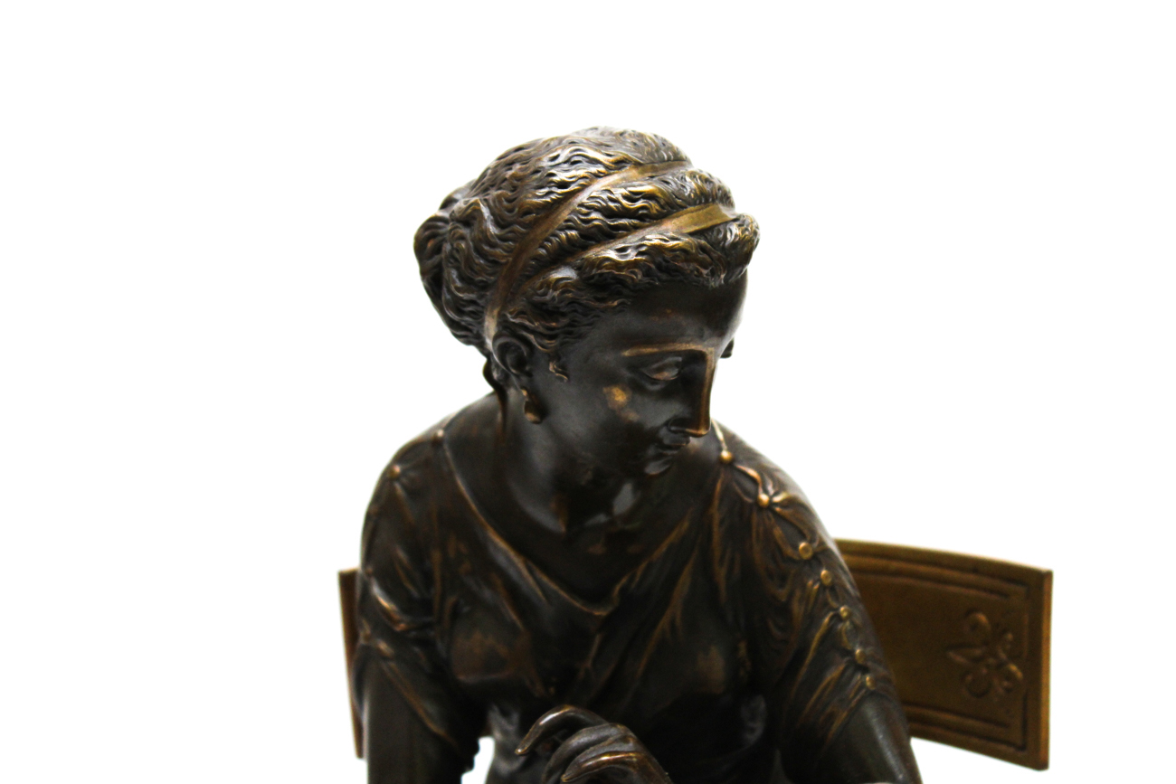 Antique Cast Metal Clock Garniture