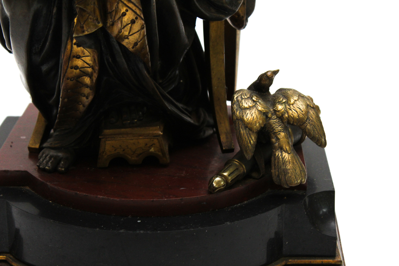 Antique Cast Metal Clock Garniture