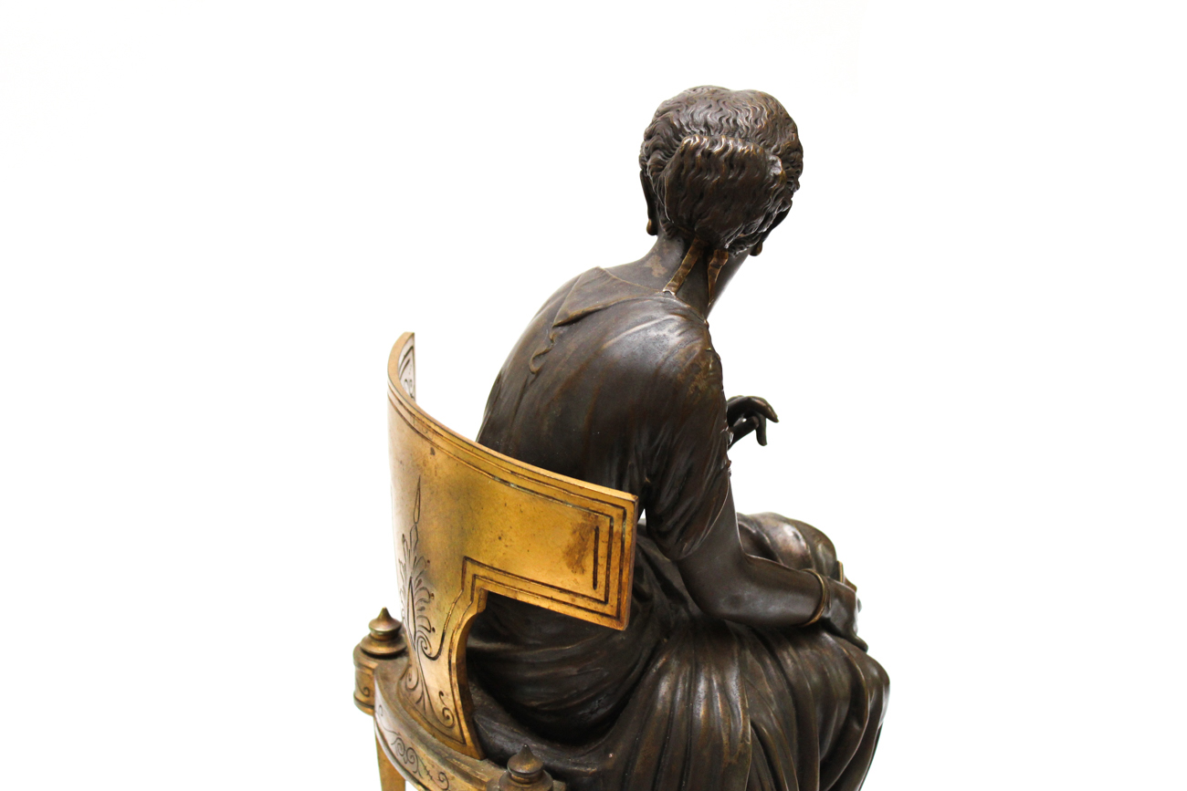 Antique Cast Metal Clock Garniture