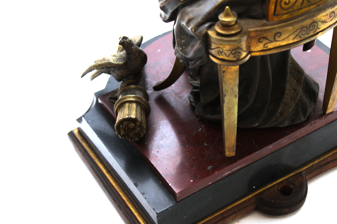 Antique Cast Metal Clock Garniture