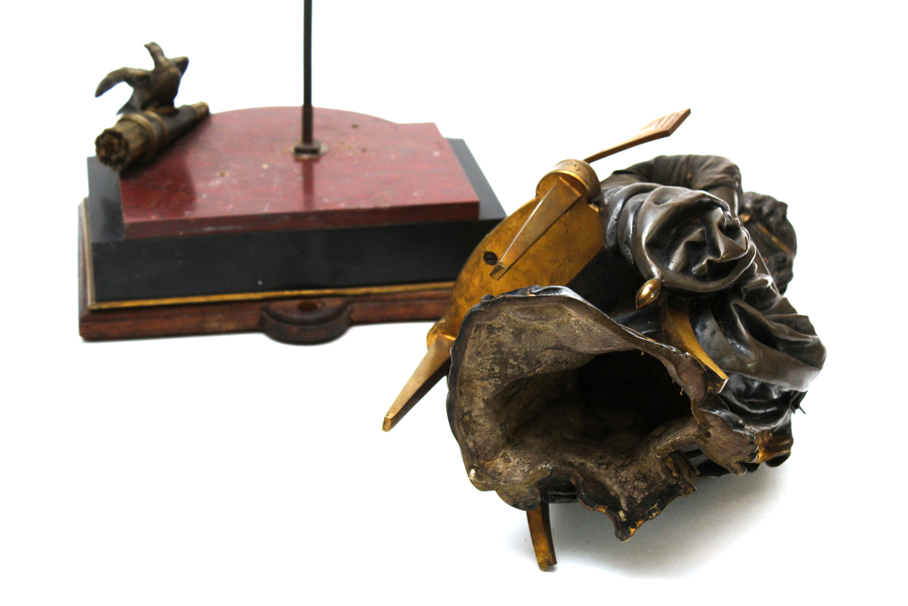 Antique Cast Metal Clock Garniture