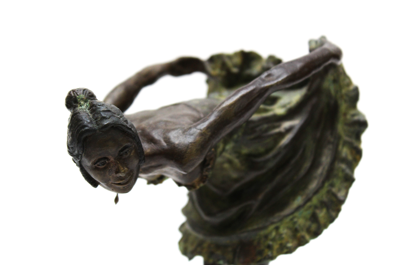 S.L. Heikka Signed Cast Bronze Sculpture of Dancer
