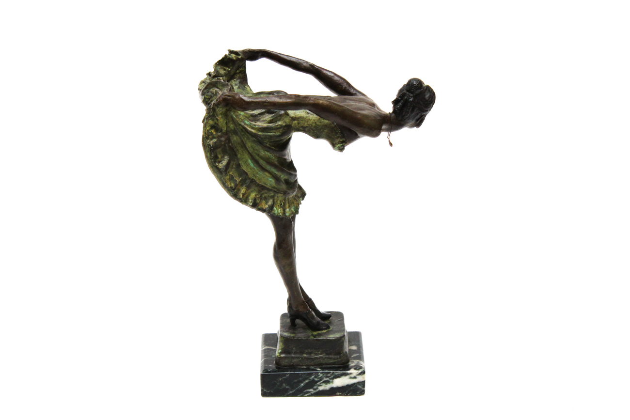 S.L. Heikka Signed Cast Bronze Sculpture of Dancer