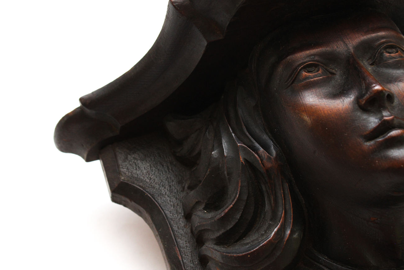 Antique Carved Wooden Figural Shelf