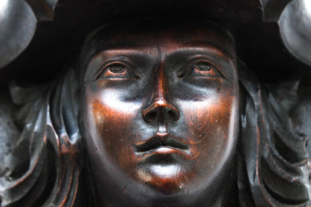 Antique Carved Wooden Figural Shelf