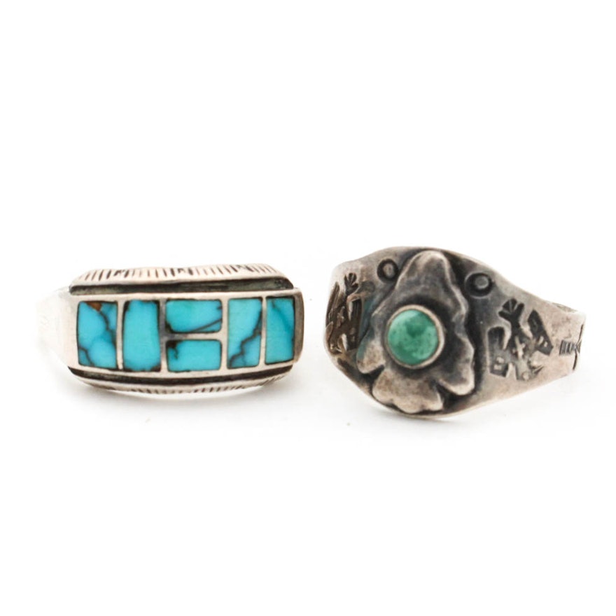 Sterling Silver Natural Turquoise Rings