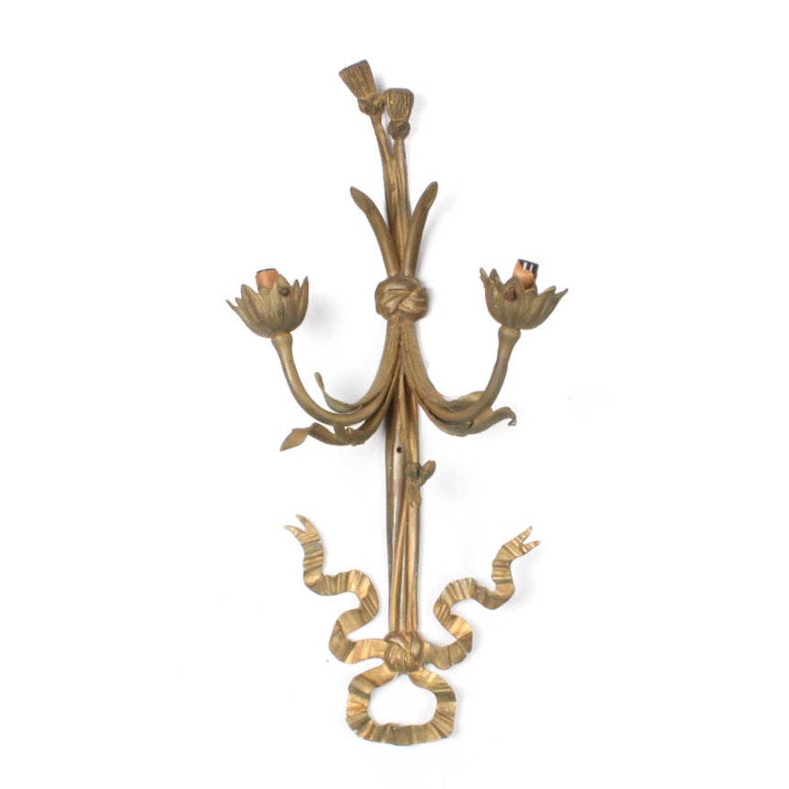 Hollywood Regency Wall Sconce with Bow and Tassel