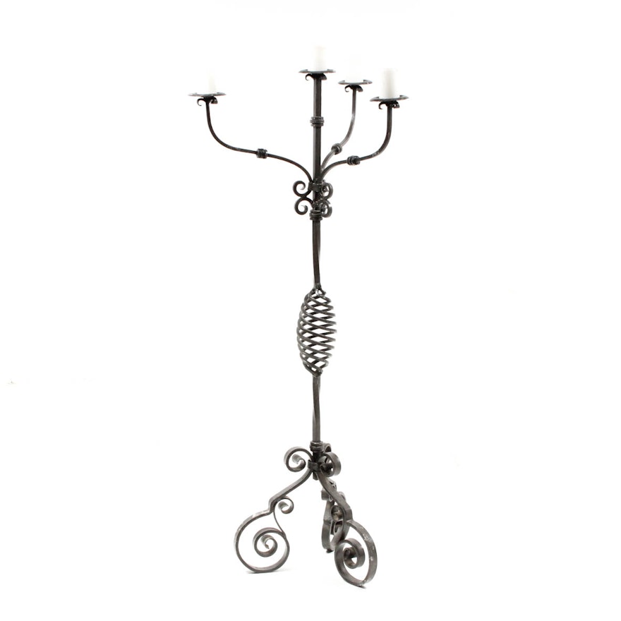 Wrought Iron Floor Candle Holder