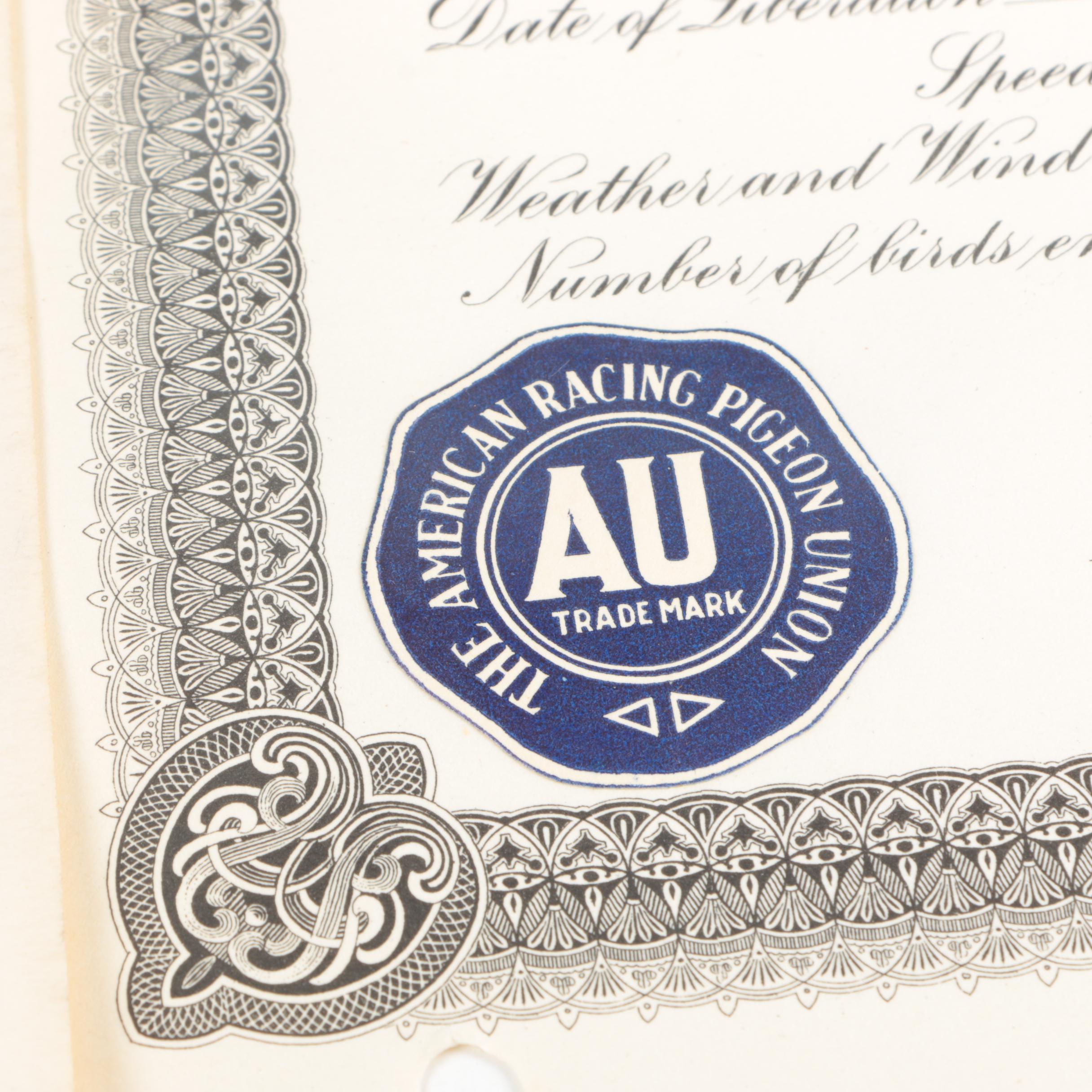 Collection of American Racing Pigeon Union Diplomas