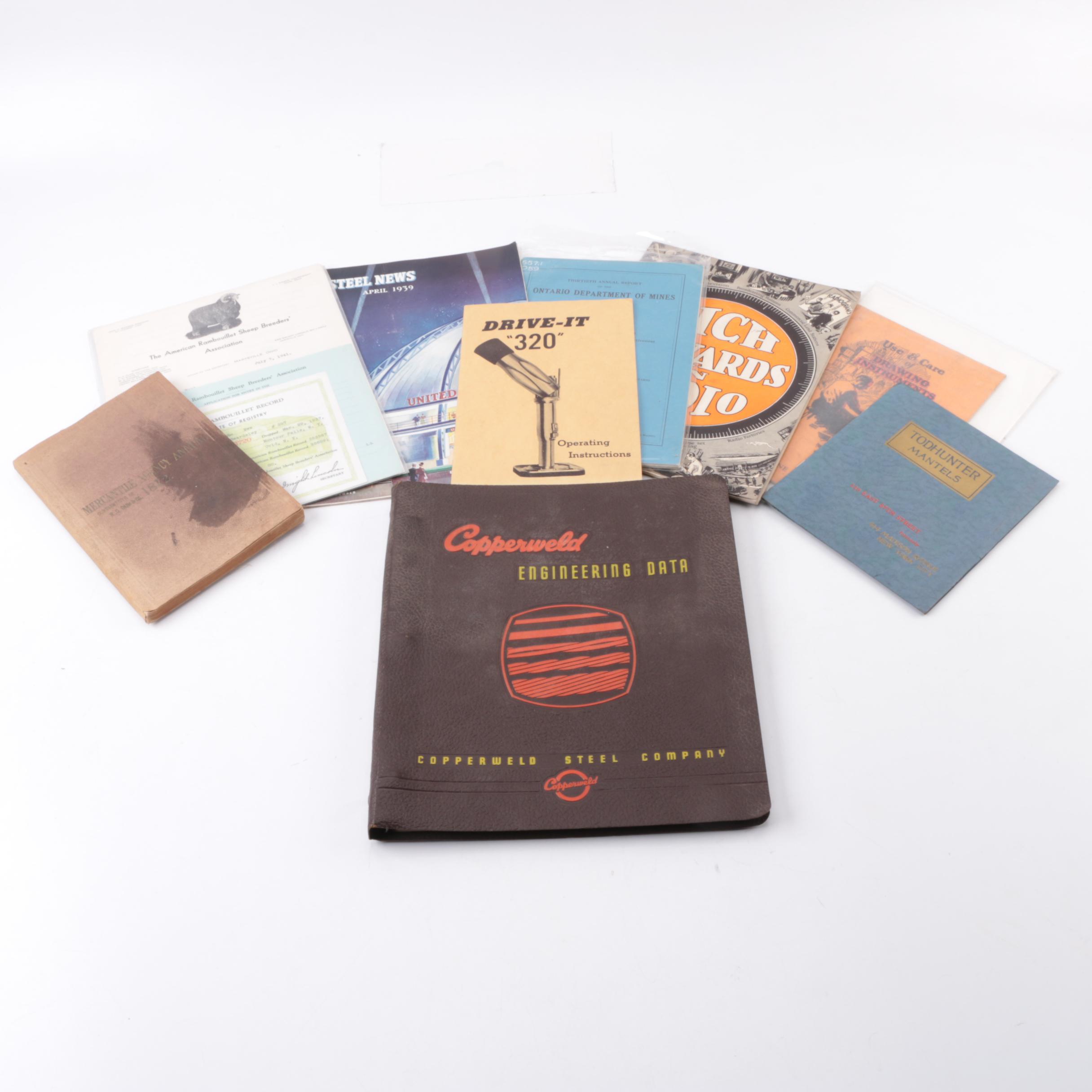 Booklets, Manuals and Ephemera Including "US Steel News" of April 1939