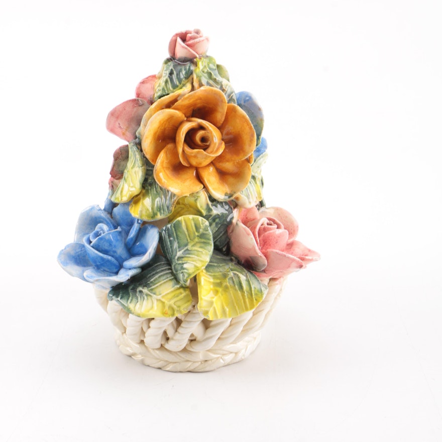 Capodimonte Style Porcelain Flower Arrangement