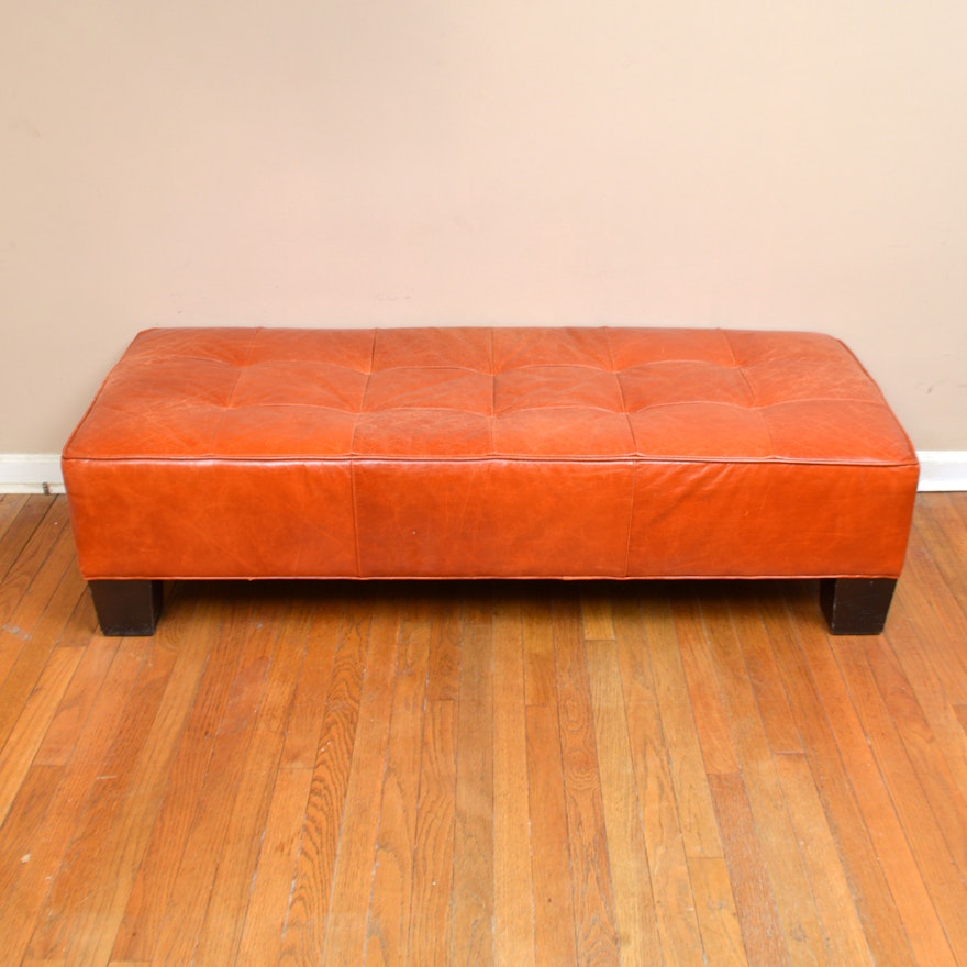 Vintage Orange Leather Bench