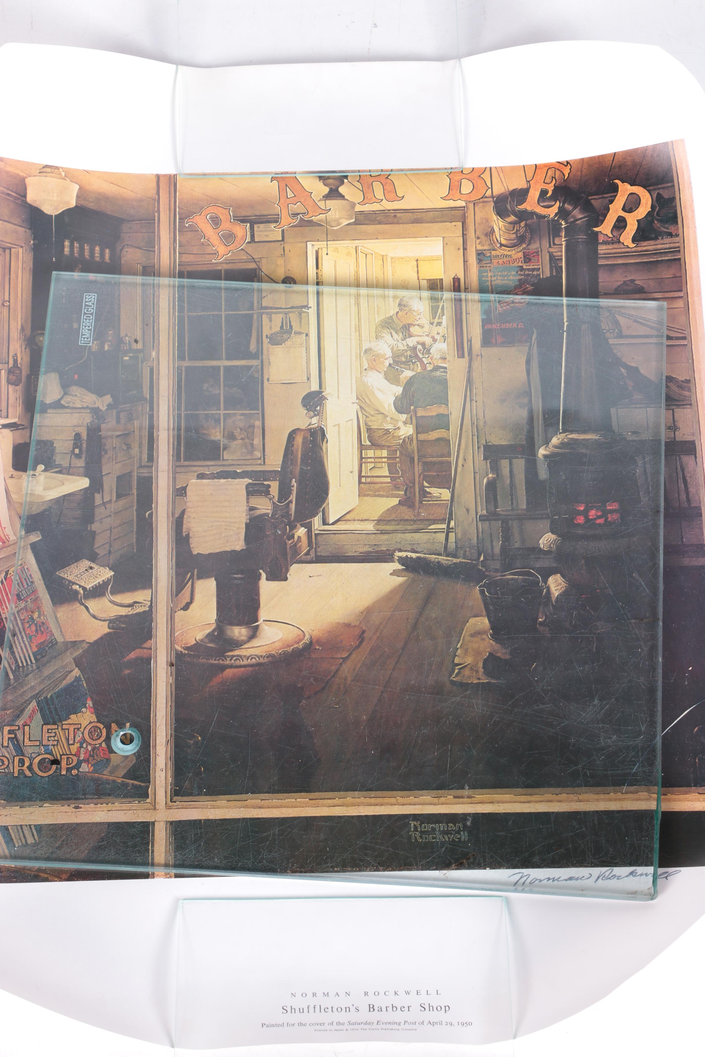 Norman Rockwell Offset Lithographs "Shuffleton's Barber Shop" and "Family Tree"