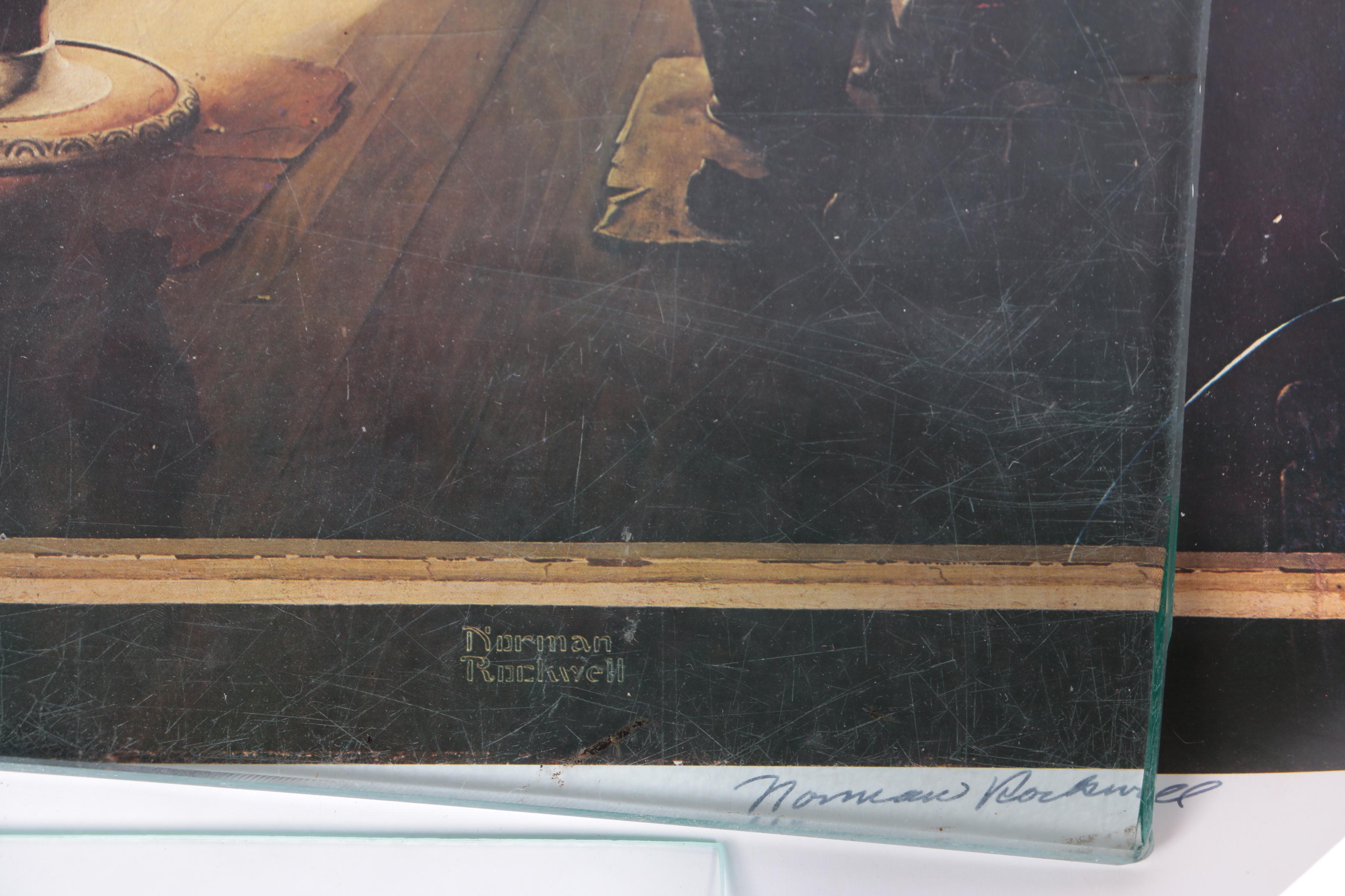 Norman Rockwell Offset Lithographs "Shuffleton's Barber Shop" and "Family Tree"