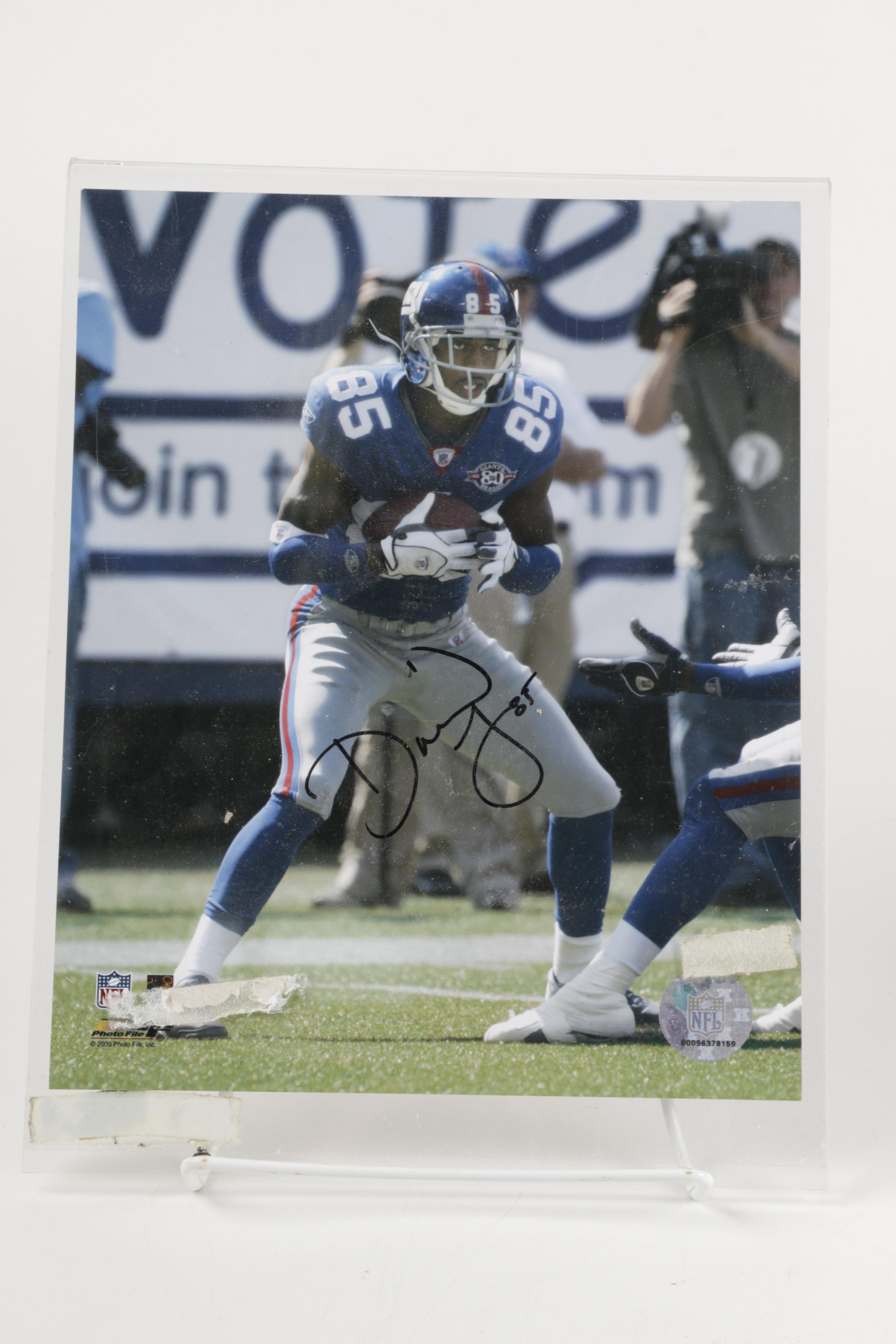 Autographed Photo of David Tyree and Shea Stadium Commemorative Plaque