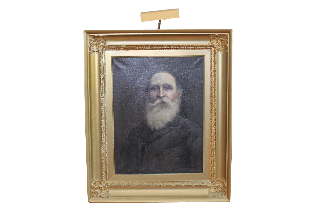 George E. Cook Oil on Canvas Portrait of an Elderly Man