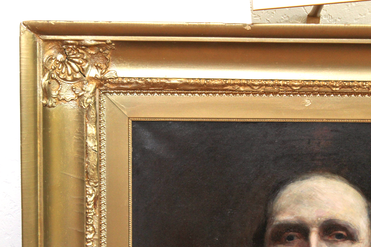 George E. Cook Oil on Canvas Portrait of an Elderly Man